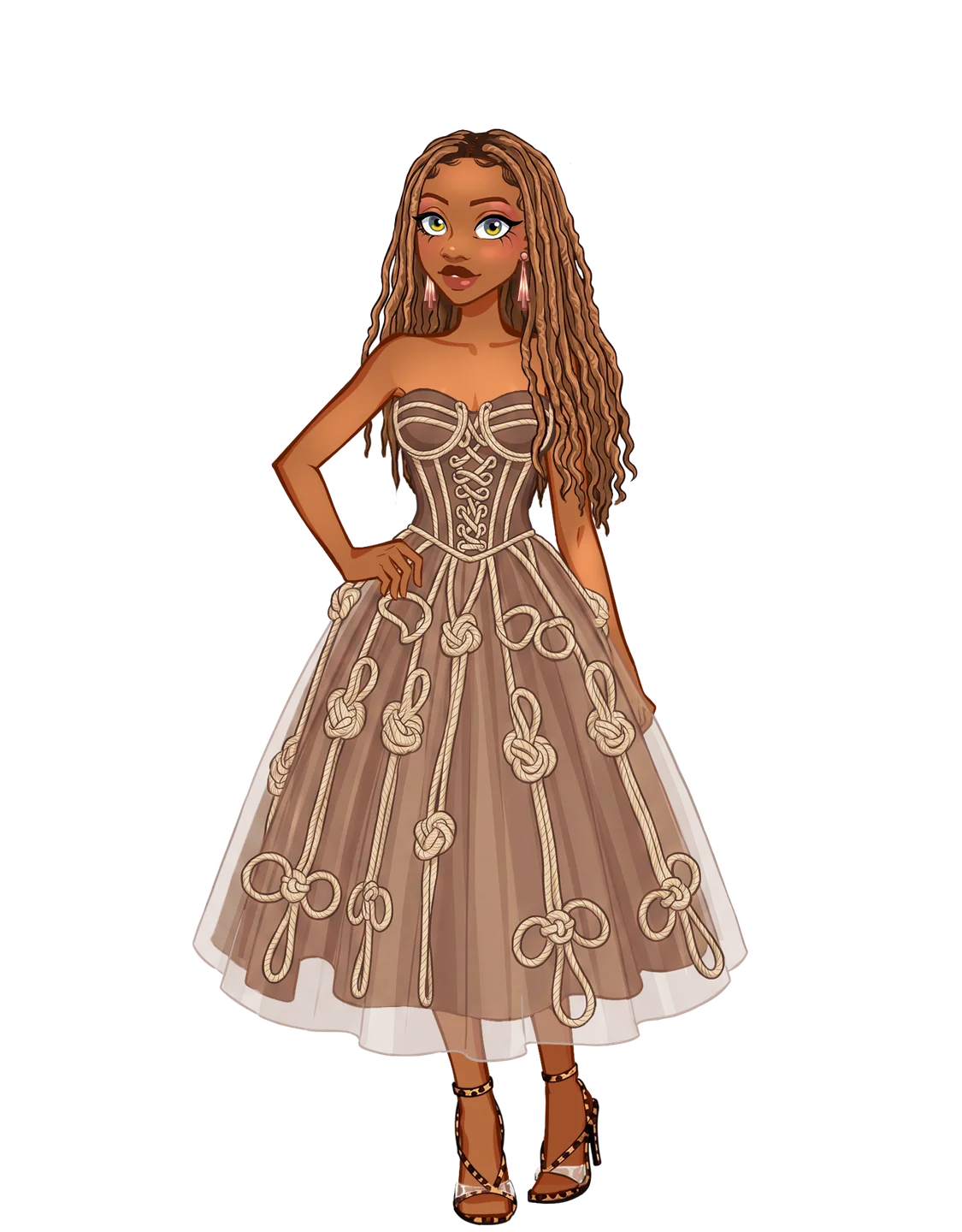 Nude knot tulle gown