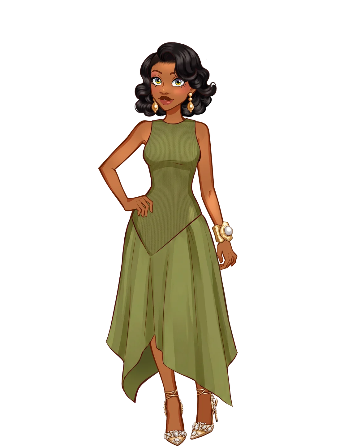 Olive asymmetric dress