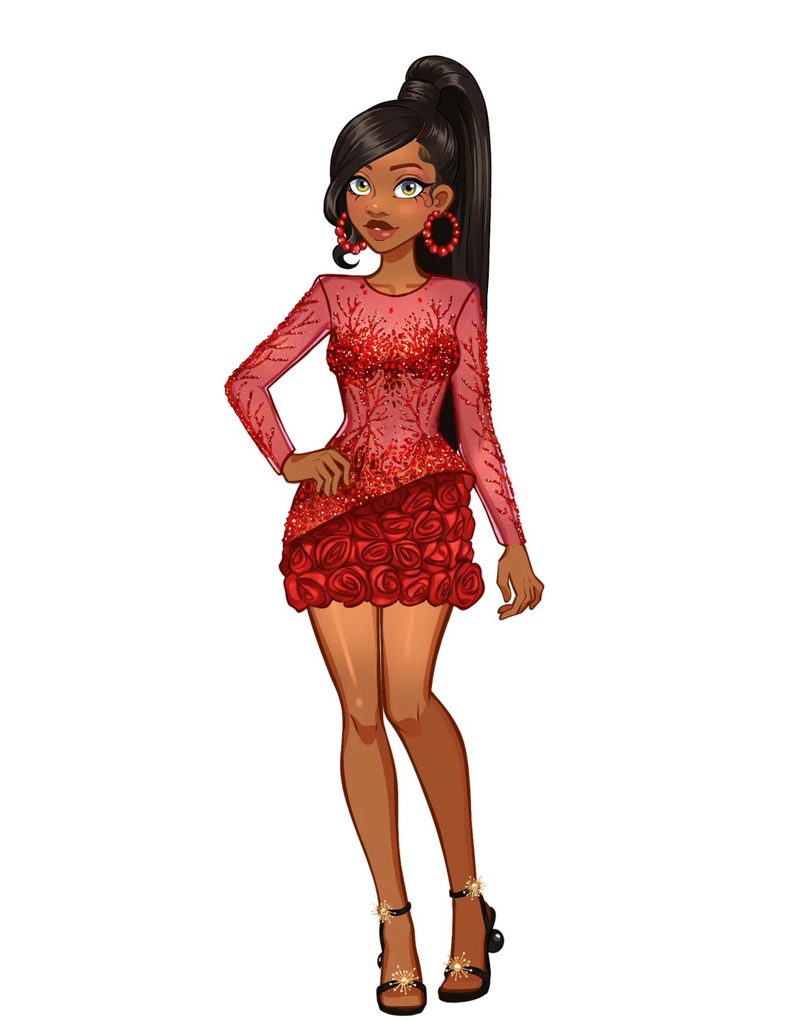 Red sequin rosette mini