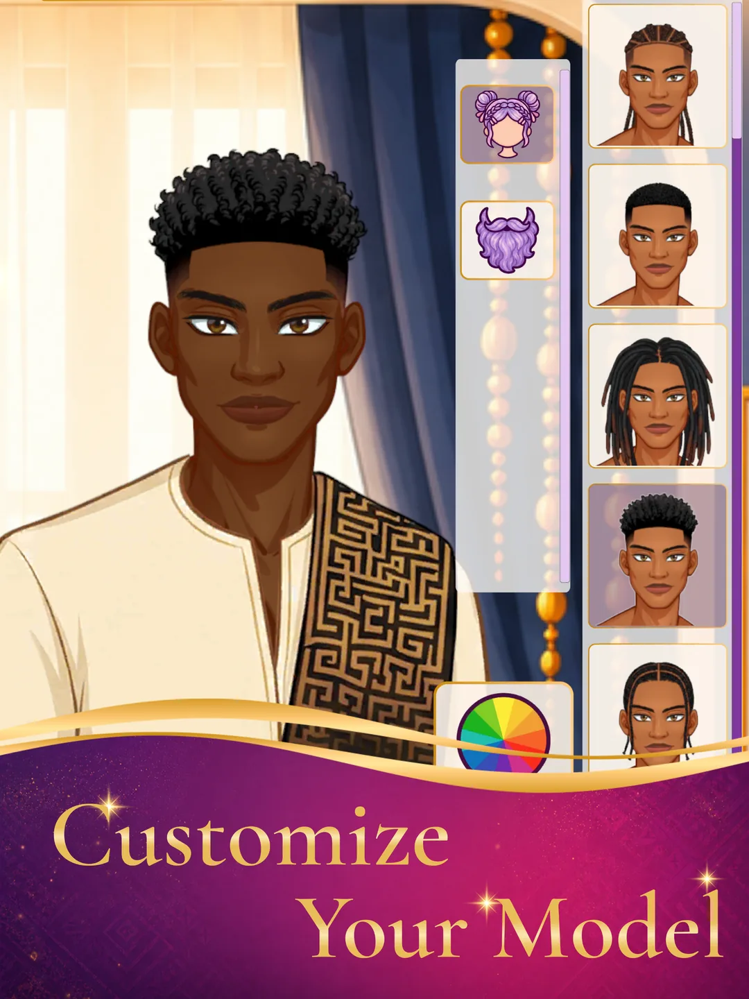Customize your model — hair, beard and colour options