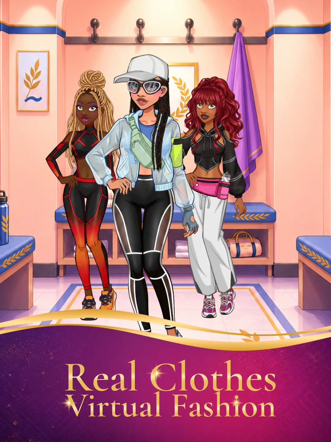 Real clothes, virtual fashion — three athleisure looks in the locker room