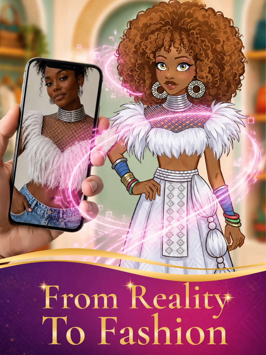 From reality to fashion — a real photo turned into a styled avatar